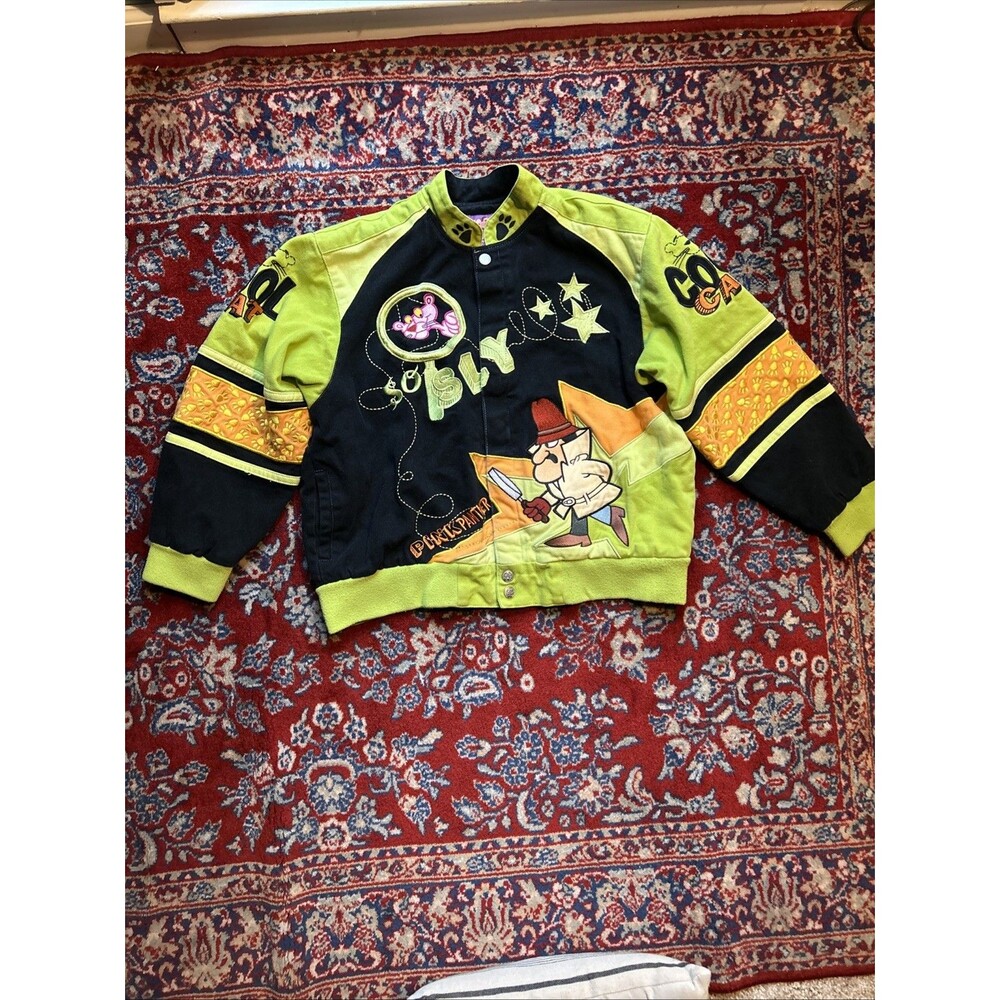 Vtg Pink Panther Embroidered Jacket Youth XL Cartoon Graphic Bomber Rare
